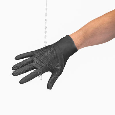 Safe Plus Black Nitrile Examination Glove water resistance test #color_black
