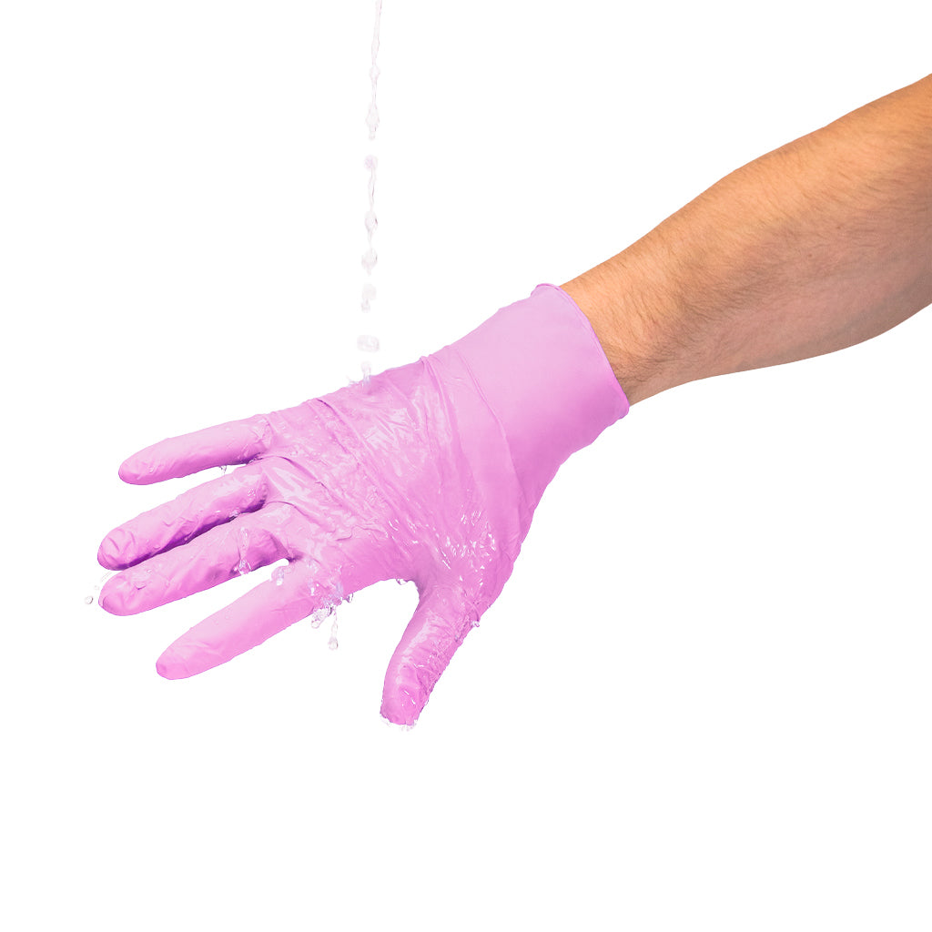 Safe Plus Pink Nitrile Examination Gloves water resistance #color_pink