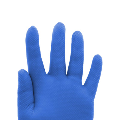 Edma Pro Defender Blue Nitrile Diamond Grip 9mil Glove diamond texture detail #color_blue
