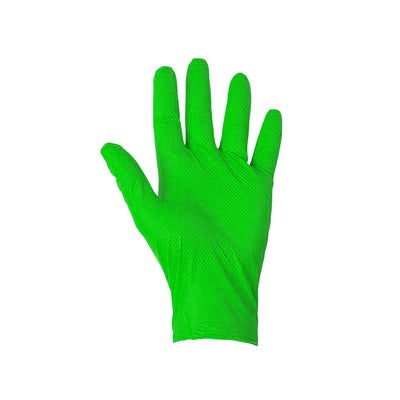 Edma Pro Defender Green Nitrile Diamond Grip 9mil Gloves top view #color_green