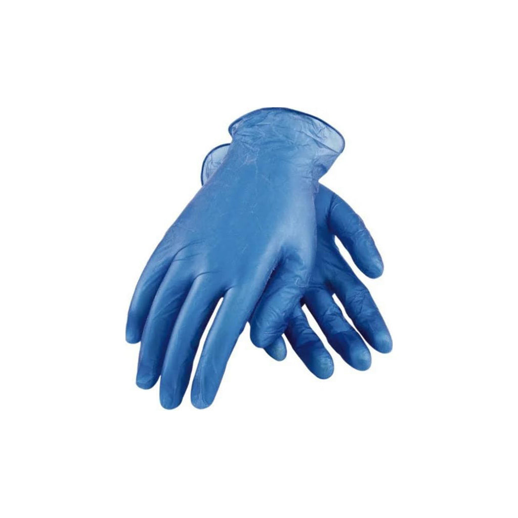 Blue Protect X disposable vinyl gloves on hand  #color_blue