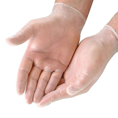 White Protect X disposable vinyl gloves on hands #color_white