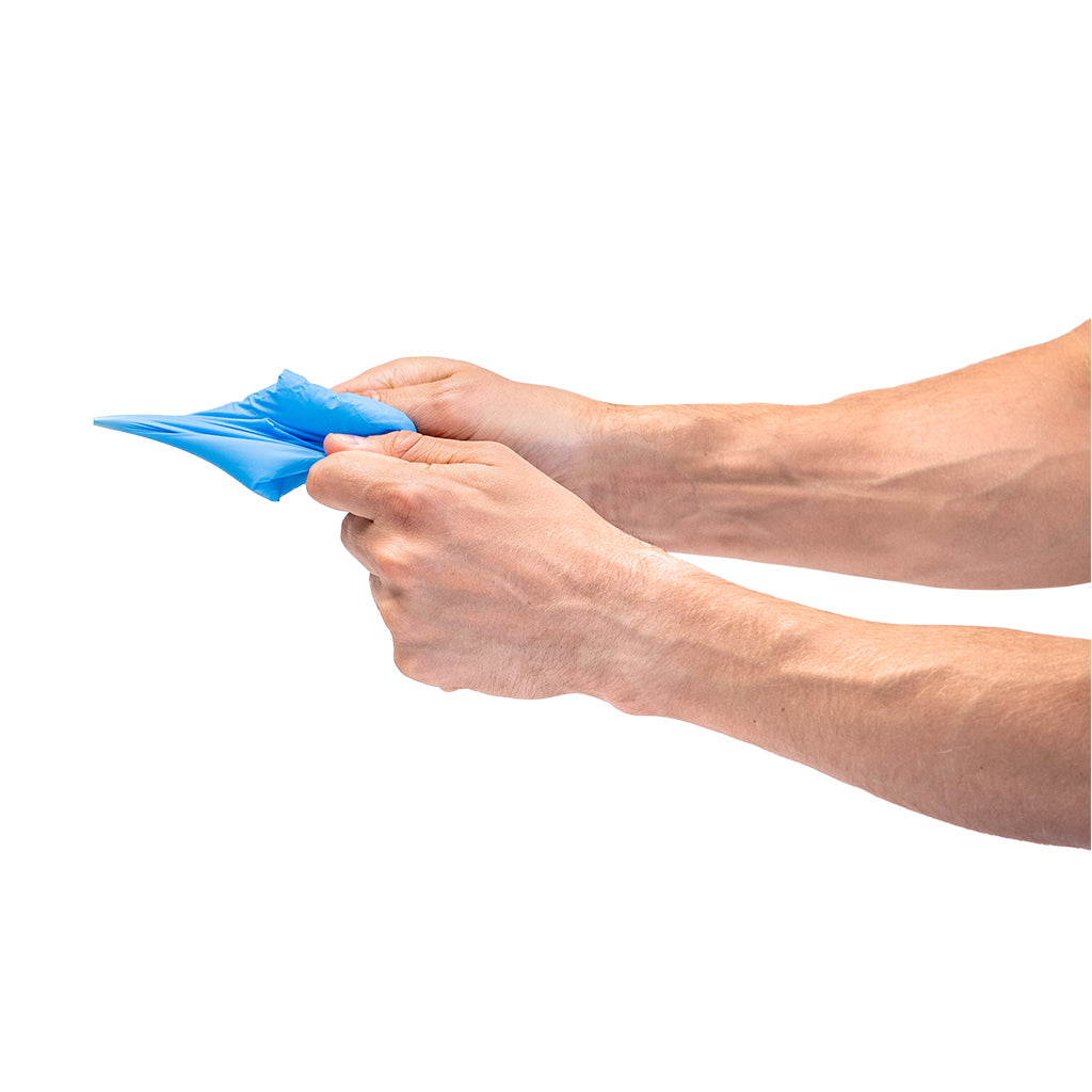 Safe Plus Blue Nitrile Examination Gloves Puncture Test #color_blue