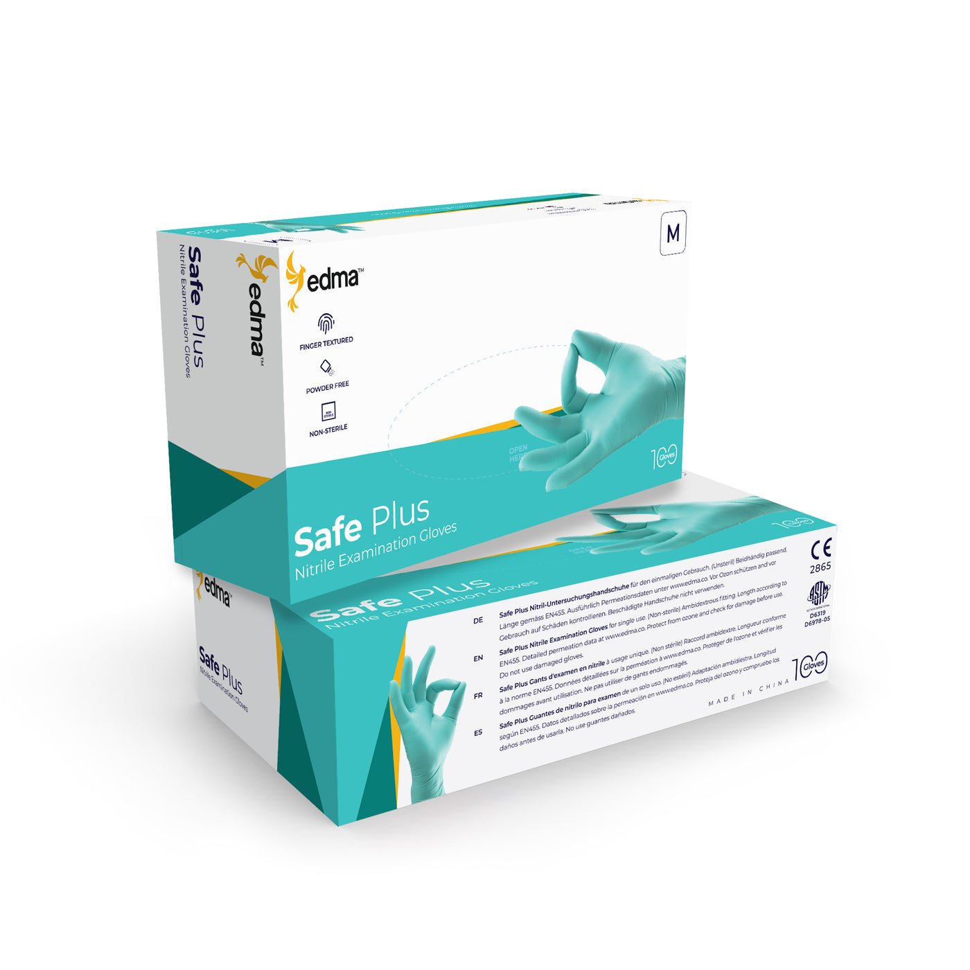 2 Boxes of Safe Plus Green Nitrile Examination Gloves  #color_green