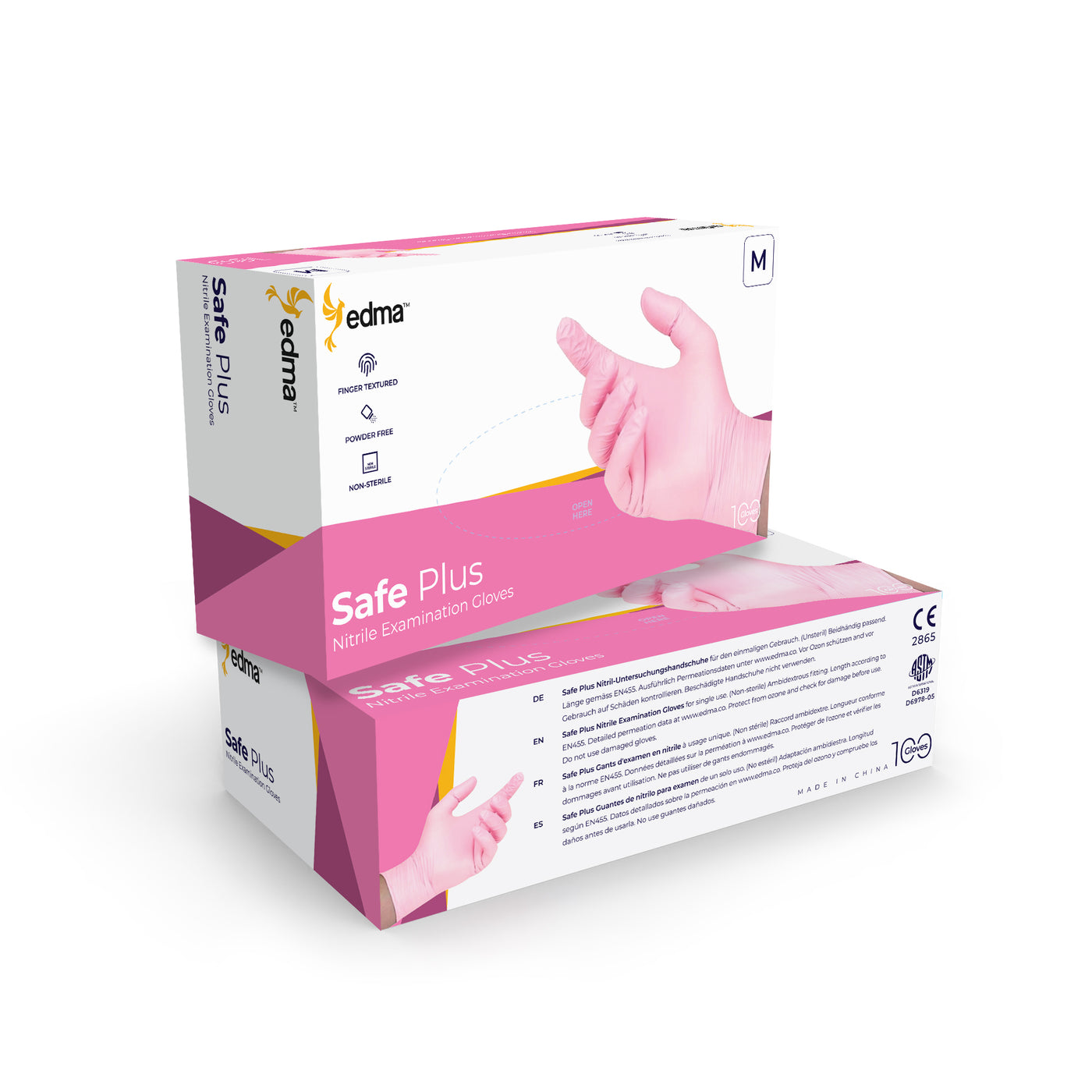 2 Boxes of Safe Plus Pink Nitrile Examination Gloves #color_pink