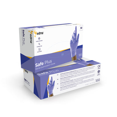2 Boxes of Safe Plus Purple Nitrile Examination Gloves #color_purple